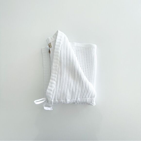 Woolrich Vintage Cardigan White Cotton Waist Tie V-Neck Women's M - Picture 9 of 9